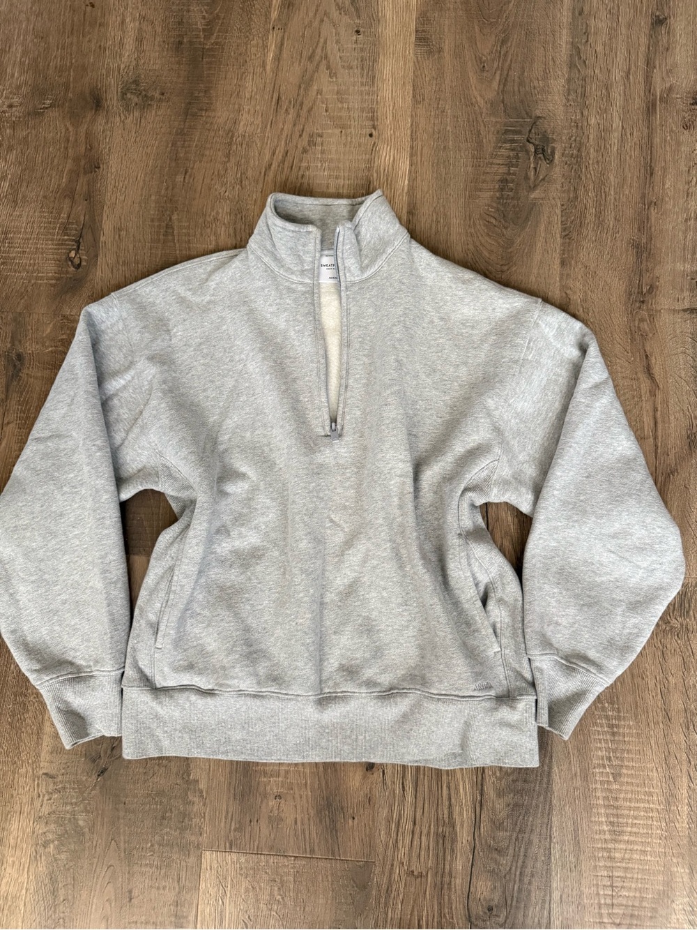 Aritzia Light Gray Half-Zip Turtleneck Pullover